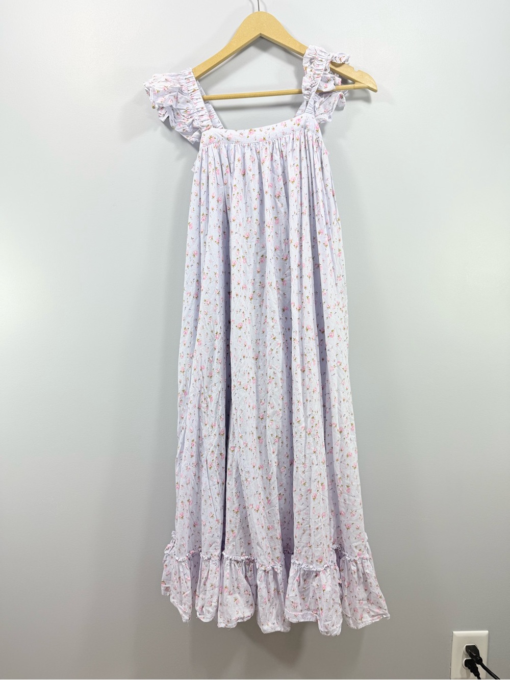 CottageCore Lavender Floral Ruffle Maxi Dress Size Small